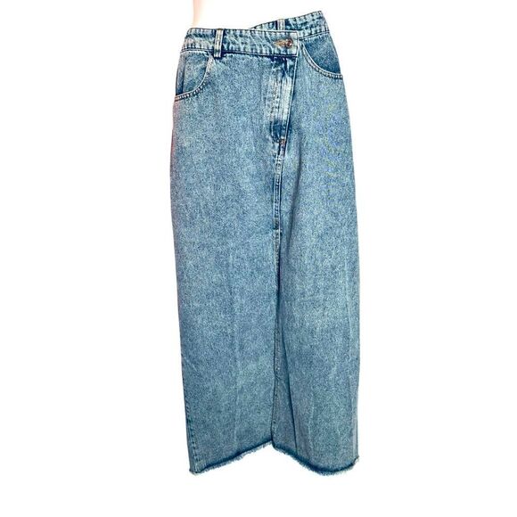 Crossover Slit Denim Jean Skirt - Picture 1 of 3